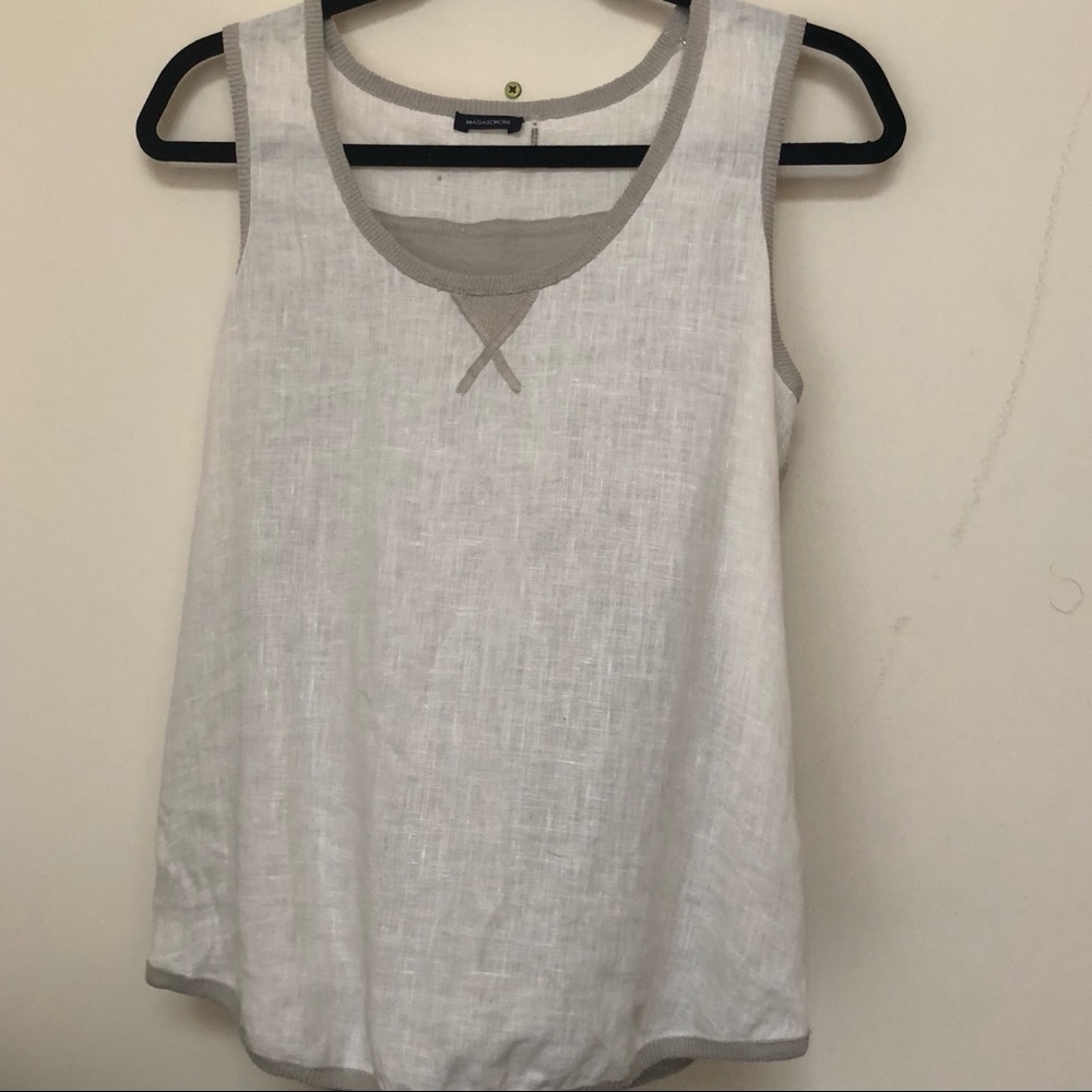 Linen and cotton cream, tan Magasconi sweater tank